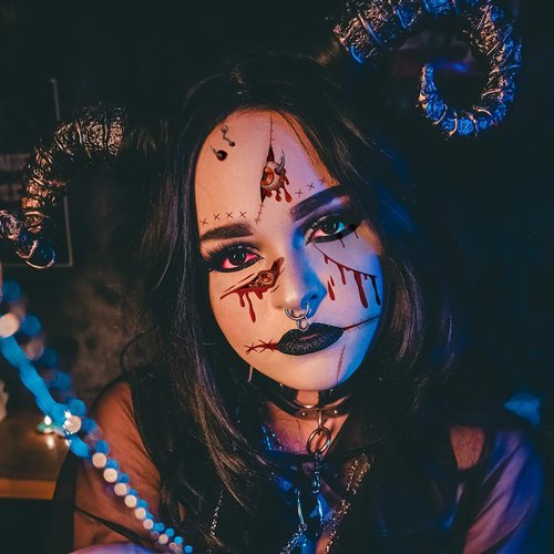 Oottati 6 pcs Scary Big Mouth Halloween Realistic Face Temporary Tattoo Stickers Horror Prank Props Blood Make Up Face Decals Cosplay Vampire Party Zombie for Men Women