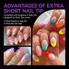 Gelike ec Short Almond Nail Tips: 120PCS Soft Gel Tips for EXTRA Short Almond Shaped Full Cover Gel X Nail Tips Pre Etched - PMMA Resin Clear False Nails 12 Sizes
