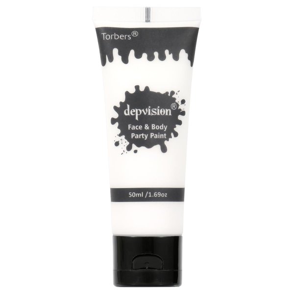 Depvision Face and Body Paint 1.7oz Cream Makeup 50ml Water Based Face Painting Special Effects For Adults Children Kids Halloween Christmas Party Stage Cosplay (White)