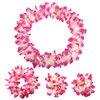 Hawaiian Leis Luau Tropical Headband Flower Crown Wreath Headpiece Wristbands Women Girls Floral Necklace Bracelets Hair Band For Summer Beach Vacation Pool Party Decorations Favors Supplies Rose
