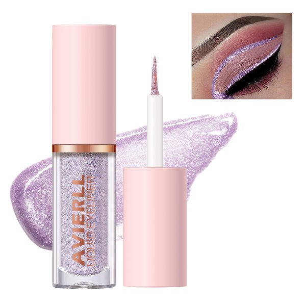 MIESCHER Purple Liquid Glitter Eyeshadow, Sparkling Shimmer Liquid Eye Shadow, High-Impact Color, Multi-Dimensional Eye Looks, Diamond Eyeliner Waterproof Long Lasting Quick-Drying Gel Eye Shadow(04#)