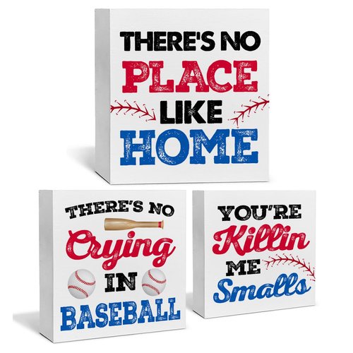 3 Pcs Baseball Decor for Home Baseball Sports Tiered Tray Decor 3 Pcs Decorative Wood Box Signs Rustic Table Desk Shelf Decoration for Bedroom Boys Room Party