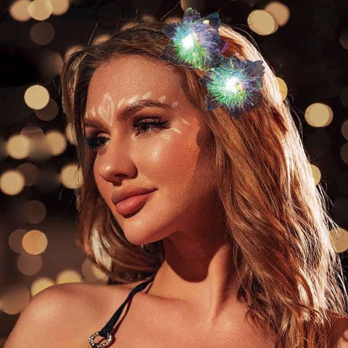 JEWEKY Light Up Hair Clips Led Hair Pin Sparkly Bobby Pins Rave Party Hair Accessories for Women and Girls (Colorful Flower)