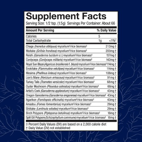 Host Defense MyCommunity Powder - 17 Species Blend Mushroom Supplement for Immune Support - Extract with Lion's Mane, Reishi, Chaga, Cordyceps, Turkey Tail & More - 100g (66 Servings)*