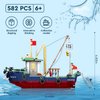 Vziimo Fishing Boat Building Blocks Sets, City Marine Theme Model Kit for Ocean Exploration and Sea Fishing Lovers, Fishing Ship Toys for Kids Boys Girls (582 PCS)