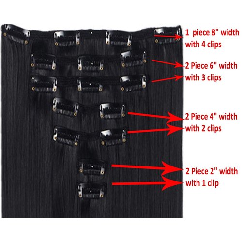 Lelinta 7Pcs 23" Thick Straight Full Head Clip in on Double Weft Hair Extensions Medium Brown