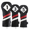 Majek Retro Golf Headcovers Black Red and White Vintage Leather Style 1 3 5 Driver and Fairway Head Covers Fits 460cc Drivers Classic Look