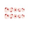 Square Press on Nails Short Fake Nails with Heart Design Nude False Nails Full Cover Acrylic Artificial Nails Glossy Glue on Nails Stick on Nails for Women Manicure Decoration 24Pcs