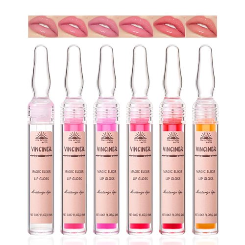 Petansy Moisturizing Lip Gloss Set 6 Pack Lip Comfort Oil Transparent Lip Gloss Kit