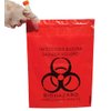 Seadasyoon 100pcs 9x13in/23x33cm Stick-On Biohazard Infectious Red Waste Bags