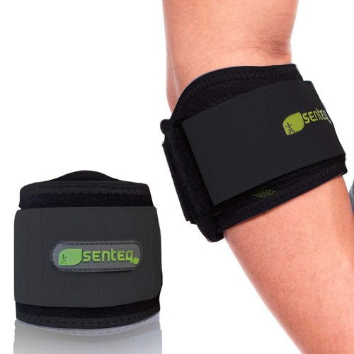 SENTEQ Elbow Brace Support Strap - Forearm Compression Sleeve, Tennis Elbow Brace for Men and Women, Fit Wrap Band for Weightlifting, Tennis, Golf Pressure Relief & Sports Injury Recovery, 2ct, 1-Pack