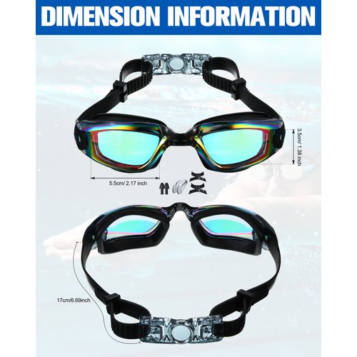 Kanayu 6 Pack Swim Goggles Swimming Goggles No Leaking Full Protection Glasses UV Protection Fog Proof Swim Goggles with Nose Clips Ear Plugs Storage Boxes for Men Women Youth
