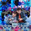 112PCS Video Game Birthday Party Decorations Set for Boy Gamer Birthday Party Favors Decor Happy Birthday Gaming Banner Backdrop Tablecloth Blue Balloon Arch Kit Cake Toppers Centerpiece Teen Supplies