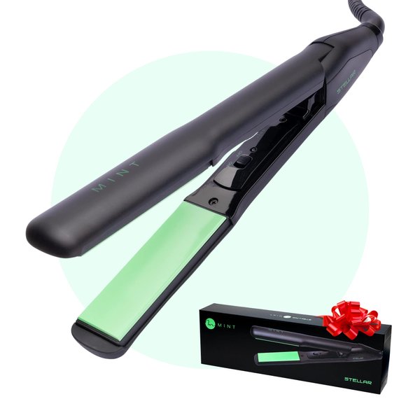 Professional Series Stellar Ceramic Flat Iron Hair Straightener and Curler 2 in 1 | Powerful Single-Pass Straightening Iron | Dual Voltage Flat Iron | 1 1/4 Inch Wide Curling Flat Iron by MINT