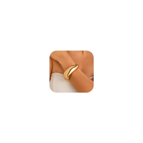 Denifery Gold Bangles for Women Cuff Bangle Bracelets Wide Chunky Gold Bracelet Open Wrist Cuff Bracelet Thick Irregular Cuff Open Wide Gold Bracelet Minimalist Jewelry (Gold)