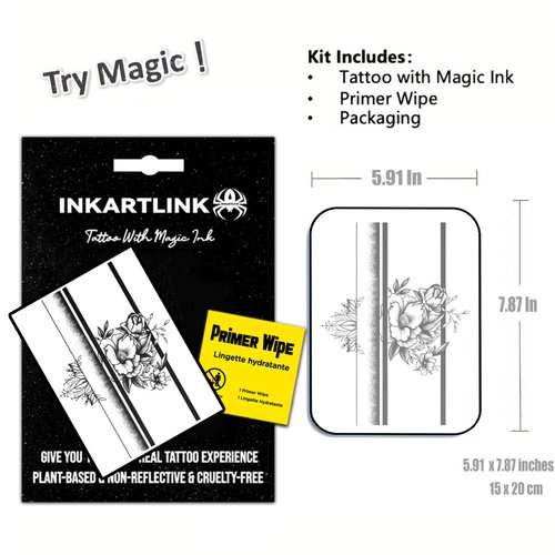 INKARTLINK Semi Permanent Tattoos, Tattoos for Women, Holiday Tattoos, Party Favors, Lasts 7-15 Days, Waterproof and Non-reflective, Unique Design(Mandala Armlet)
