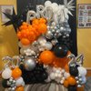 MEBAY Orange Black White and Metallic Silver Balloons Garland Arch Kit, 146 Pcs Latex Balloons with Confetti for Birthday Party Graduation Father's Day Anniversary Bachelorette Party Decoration