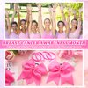 Retrowavy 60 Pcs Breast Cancer Awareness Cheer Hair Bows and Bracelets 30 Pink Cheer Hair Bows for Girls Women Cheerleading Hair Elastic Bands 30 Pink Ribbon Breast Cancer Silicone Rubber Wristbands