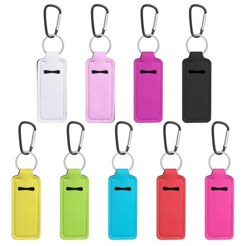 Neptniopllab 9 PCS Chapsticks Holder for Lipstick,Chapstick Holder Keychain Portable Clip-On Lipstick Lip Balm Holder Pouch Accessories for Women(Mixed)