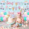 Ice Cream First Birthday Party Decorations, Sweet One Banner Cake Cupcake Toppers Macaron Balloons for Summer Ice Cream Popsicle Theme Baby 1st Birthday Girl Ice Cream One Year Old Bday Party Supplies