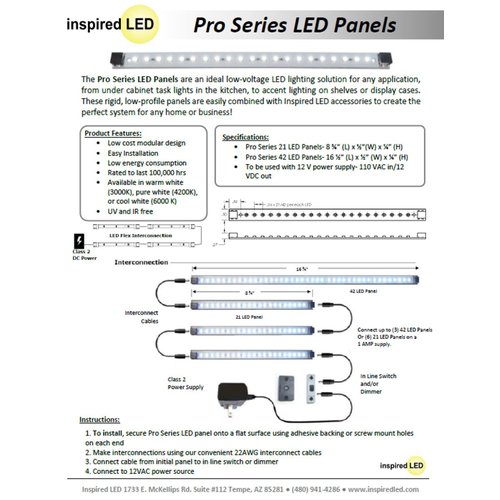 Inspired LED Under Cabinet LED Lighting Pro Series 21 LED Deluxe Kit 3 Light Panels 3000 Kelvin Under Cabinet Lighting Warm White Inline Dimmer Optional See B00405DEEU