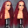 MISSJAY Burgundy 13x4 HD Transparent Lace Front Wigs Human Hair 99J Deep Wave Human Hair Wigs for Black Women Curly Wigs Pre Plucked with Baby Hair 180 Density (20 Inch)