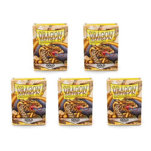 5 Packs Dragon Shield Matte Gold Standard Size 100 ct Card Sleeves Value Bundle!