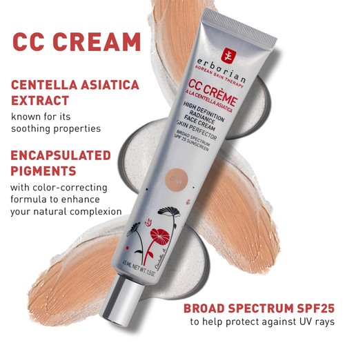 Erborian Color Correcting CC Cream with Centella Asiatica, Fair (Clair) - Light Multi-Purpose Facial Concealer with Illuminating Finish Soothes & Hydrates - SPF Korean Skincare Skin Perfector - 0.5 Oz