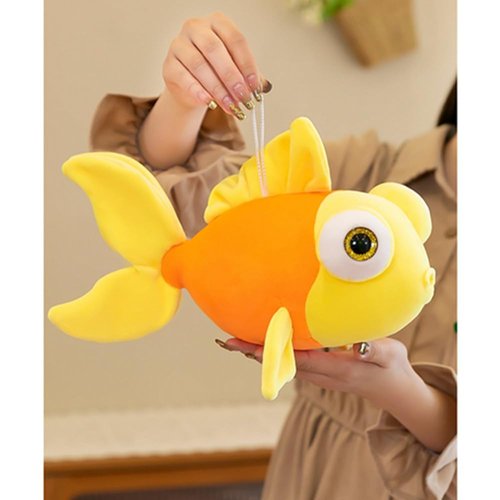 OUKEYI Yellow Goldfish Stuffed Animal Soft Cute Fish Plush Pillow Toy for Kids,13.8 inch