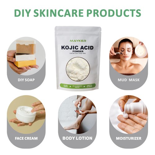 MAYKER Pure Kojic Acid Powder 2.1oz (60gram), Skin Whitening Lightening, Natural and Organic, High Purity 99.9%, Diminishes the Appearance of Dark Spots, Freckles & Scars, for DIY Soaps, Creams