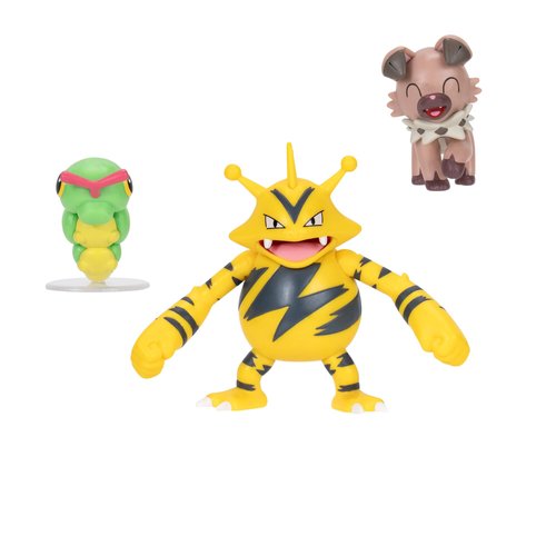 Pokémon PKW3892 Battle Figure Set, Raupy, Wuffels, Elektek, Official Figures Set