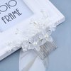 Allereyae Crystal Pearl Wedding Hair Comb Barrette Rhinestone Pearl Flower Hair Comb Barrette Silver CZ Flower Bling Bridal Headpieces French Pearl Head Comb Bride Hair Accessories for Women and Girls
