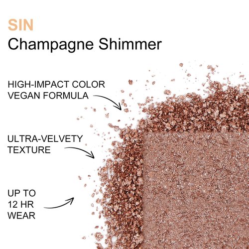 YMH BEAUTE Single Eyeshadow Compact, Shimmer Glitter Metallic Warm Eye Shadow and Highlighter - Long Lasting, Blendable, Vegan, Cruelty-free Cream Eyeshadow - Rose Gold Brown Silver Sparkle