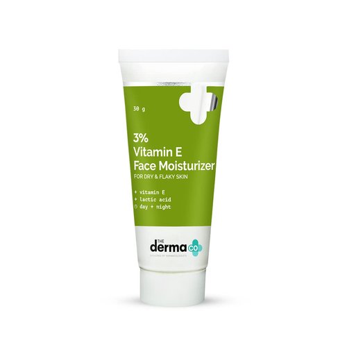 The Derma Co 3% Vitamin E Face Moisturizer for Dry & Flaky Skin | Soothes, Hydrates & Nourishes | Makes Skin Soft & Supple | Quick Absorbing, Fragrance-Free Formula | 1.06 Oz/30g