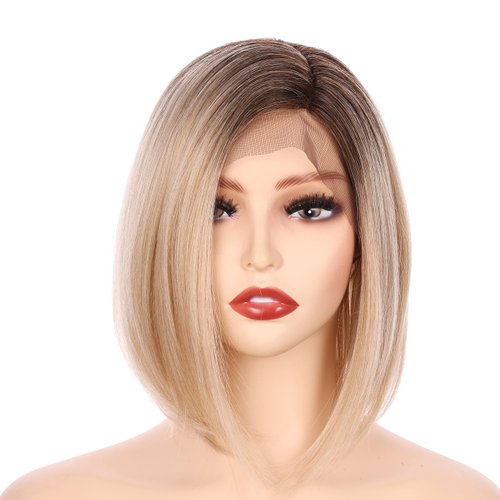 Onedor 12 Inch Side Part Lace Front Straight Bob Wig (M6182R)