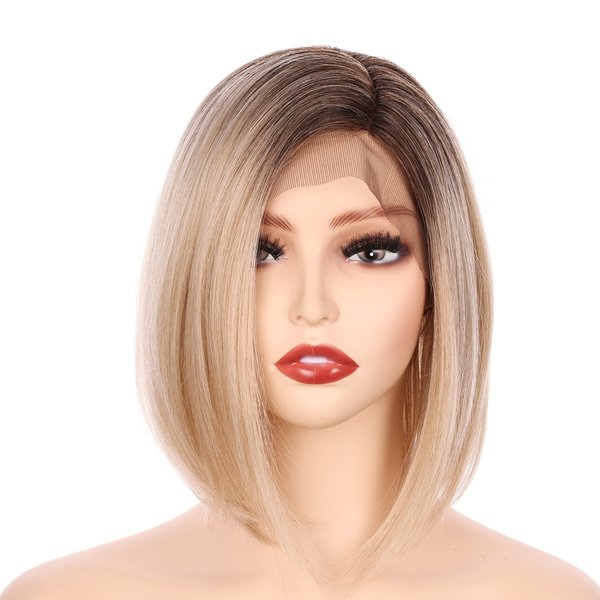 Onedor 12 Inch Side Part Lace Front Straight Bob Wig (M6182R)