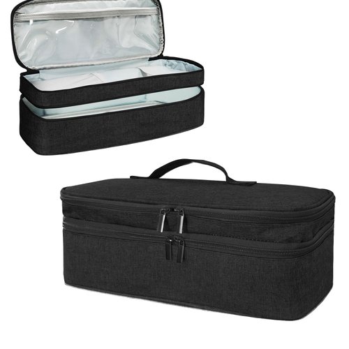 BOHEMIABY Double Layer Hair Tools Travel Bag, Shak Flestyle Carrying Case, Dysoon Hair Dryer Case, Dustproof Compatible Hair Straightening Iron、Curling Iron、 Hot Air Brush Black Case