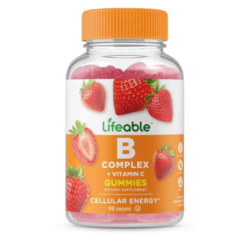 Lifeable Vitamin B Complex + Vitamin C Gummies - Great Tasting, Vegan, Energy Boost, Immune Support, Nerve Health - 6 B Vitamins + Vitamin C - Adult - 90 Gummies