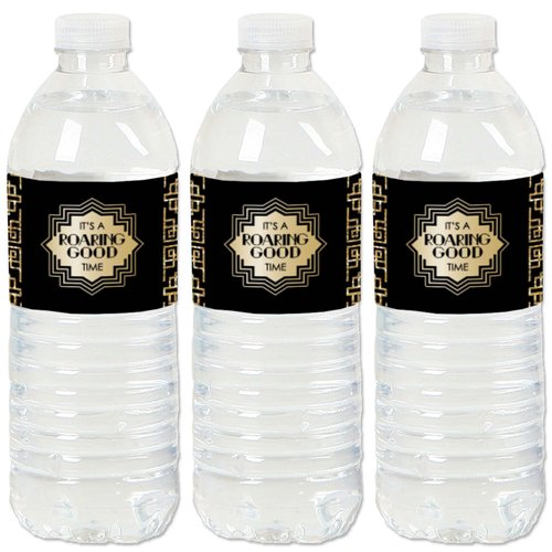 Roaring 20's - 1920s Art Deco Jazz Party Water Bottle Sticker Labels - Set of 20