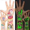 EMOEM Metallic + Glow Kids Tattoos Temporary, Waterproof Tattoo Stickers for Boys and Girls, Metallic Glitter Glow Party Favors Goodie Bag Stuffers (Girl)