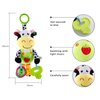 Interactive 3D Teethers Musical Baby Toy-Plush Stroller Hanging Doll for Infant Babies Stuffed Animal Activity Soft Toys with Multi-Sensory Crinkle, Rattle & Textures for Tummy Time 0-3 Years Cow