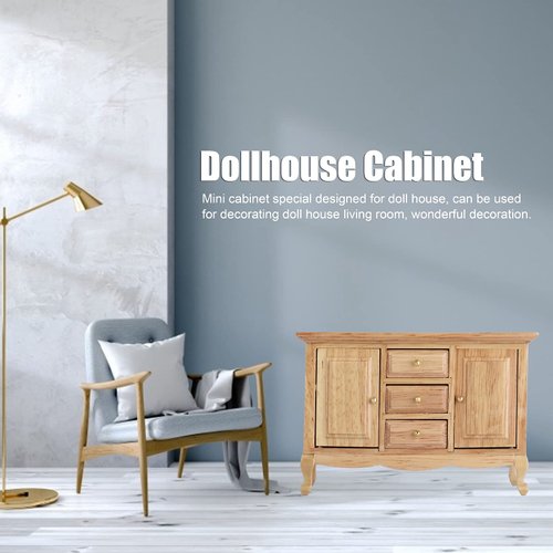 Tnfeeon Wooden Doll House Cabinet, Dollhouse Furniture Decoration Dollhouse Wooden Furniture for Doll House DIY