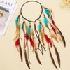 GORTIN Boho Feather Headband Hippie Headpiece White Gypsy Costume Headband Indian Hair Band Festival Headdress Bohemian Feather Hair Accessory for Women and Girls (A-Blue+Red)