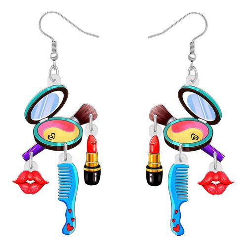 DALANE Valentines Day Makeup Dangle Earrings Gifts for Women Acrylic Cute Creative Cosmetic Hypoallergenic Beauticians Jewelry for Her Decor (Lip)