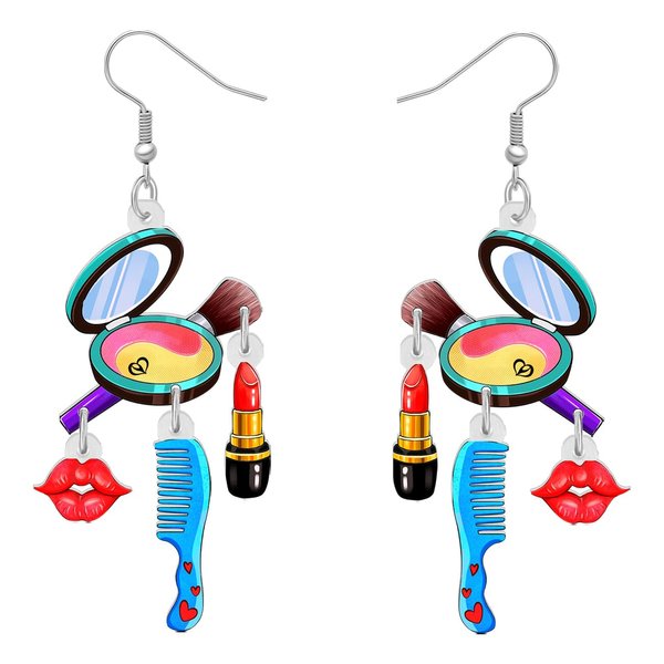DALANE Valentines Day Makeup Dangle Earrings Gifts for Women Acrylic Cute Creative Cosmetic Hypoallergenic Beauticians Jewelry for Her Decor (Lip)
