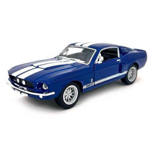KiNSMART 1967 Ford Shelby Mustang GT500 Blue 1:38 Scale 5 Inch Die Cast Model Toy Race Car w/Pullback Action