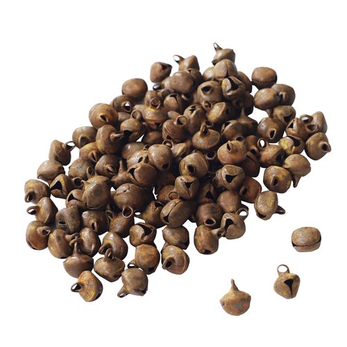 100 Pieces Country Primitive Craft Mini Jingle Bells, Christmas Bells, for Crafting WreathCraft Bells, Holiday Home and Christmas DecorationBells (Rusty 0.39 inch)……