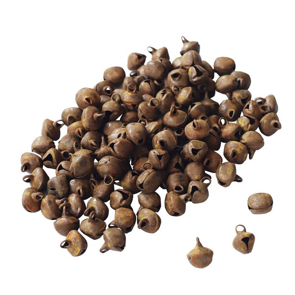 100 Pieces Country Primitive Craft Mini Jingle Bells, Christmas Bells, for Crafting WreathCraft Bells, Holiday Home and Christmas DecorationBells (Rusty 0.39 inch)……