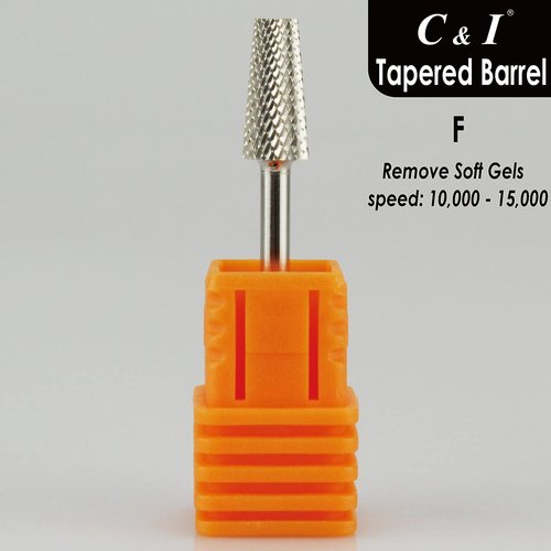 C & I Tapered Barrel Nail Drill Bit for Electric Nail Drill Machine of Nail Art (Grit Fine, Silver)