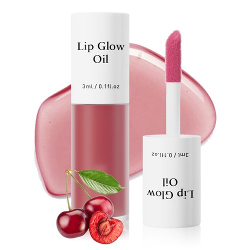 CAHIUYOA Cherry Lip Glow Oil Moisturizing Plumping Lip Gloss Lip Plumper Gloss Lip Oil Tinted Lip Balm Lip Care for Women - 04 Cherry